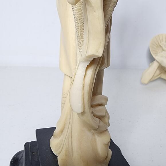 Vintage Santini Asian Imperial Couple Floral Fruit Alabaster Sculptures - Picture 7 of 13